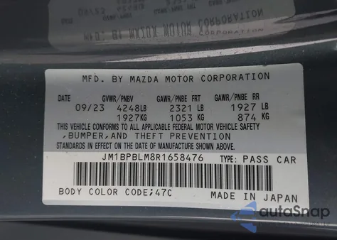 2024 Mazda Mazda3 2.5 S Carbon Edition from USA, damaged, VIN JM1BPBLM8R1658476